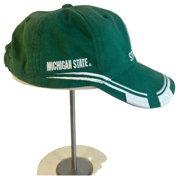 Michigan State University Spartan Hat Adjustable Strapback Green & White Starter - Picture 3 of 7